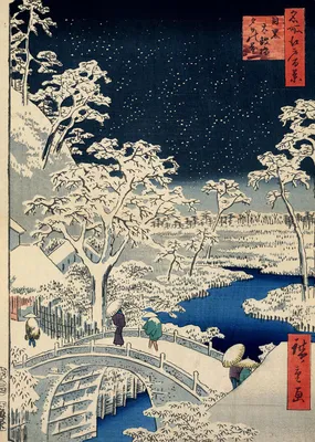 Imagen del producto de Rompecabezas gráfico, arte. Utagawa Hiroshige, Puente del tambor, Meguro. 1000 piezas