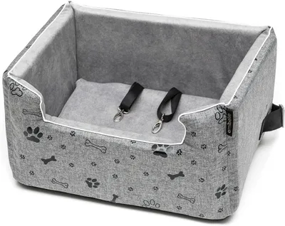 Obrázek produktu pro Sedadlo do auta pro psy, kočky, zadní sedadlo pro domácího mazlíčka, sedadlo spolujezdce, pelíšek pro psy Suede Grey/Black L: 57x50 cm