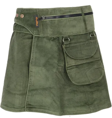 Productafbeelding van Wikkelrok, mini-rok - Olijgroen, dames, katoen, maat: S/M