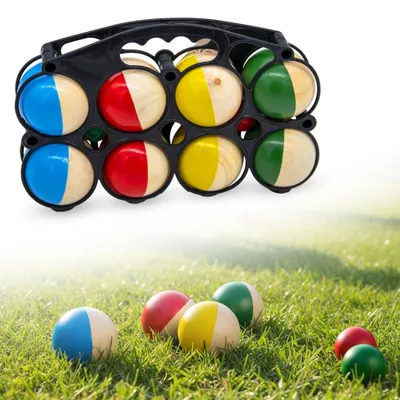 Obrázok produktu pre Omgoods – Súprava na pétanque z dreva – 8 guľôčok – Taška – Hra do záhrady – Vhodné pre deti – Priemer 7 cm – Pétanque