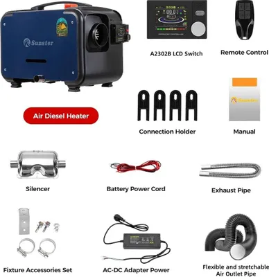 Produktbild von Diesel Luftstandheizung - 8 kW 12V/24V 110–240V - Ultraleise - Bluetooth App & LCD-Fernbedienung - Auto Wohnmobil Boot Garage 20–25 m²