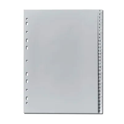 Produktbild von Herlitz Kunststoff Register Zahlen 1-31 DIN A4 31-teilig grau