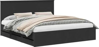 Zdjęcie produktu dla vidaXL Rama łóżka z szufladami czarna 200 x 200 cm Drewno sosnowe