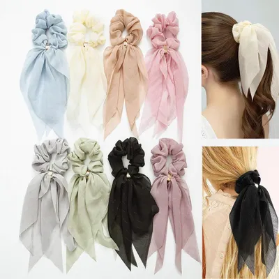 Obrázok produktu pre Sada 8 saténových gumičiek do vlasov s mašľou