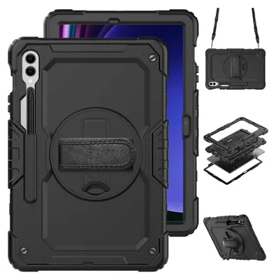 Produktbild von Accezz Robustes Back Cover mit Schultergurt Samsung Galaxy Tab S10 Plus / Tab S9 FE Plus / Tab S9 Plus - Schwarz