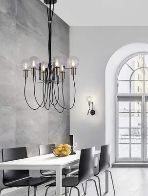 Produktbild von Kronleuchter höhenverstellbar ausgefallen stylish modern Glaskugeln Schwarz matt
