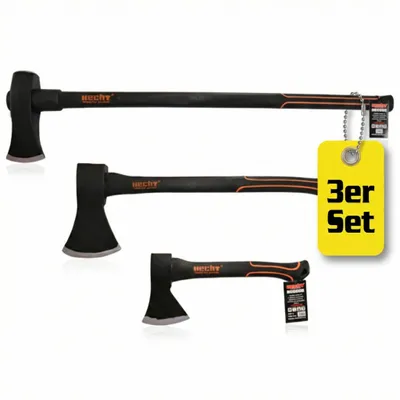 Produktbild von HECHT Axt 2er Set | 30cm Beil | 55cm Universalaxt | 85cm Spaltaxt | Set 1 | Fiberglaskern