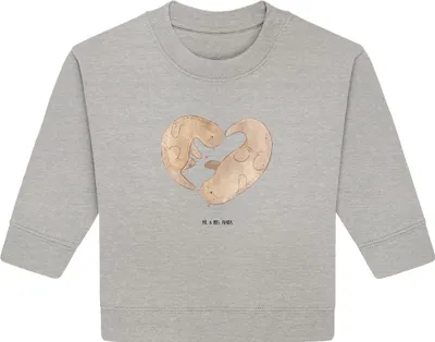 Produktbild von Mr. & Mrs. Panda Organic Baby Pullover Otter Herz 12. - 18. Monat - Heather Grey - Geschenk, Liebe, Bullover