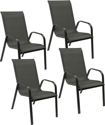 Produktbild von 4erSet Stühle MARBELLA aus grauem Textilene - anthrazitgraues Aluminium