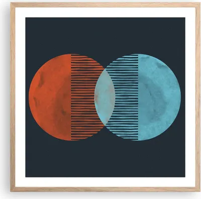 Produktbild von Gerahmtes Poster - Rahmen in heller Eiche - Geometrie Abstraktion Minimalismus - 60x60 cm - Wand Bild - Wanddeko - Wandbilder - Kunstposter - Wandposter - Bilderrahmen - Bilder - P2NAC60x60-5042