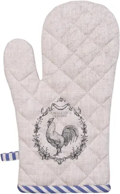 Produktbild von Ofenhandschuh aus beigefarbener Baumwolle, 18x30 cm, Hahn
