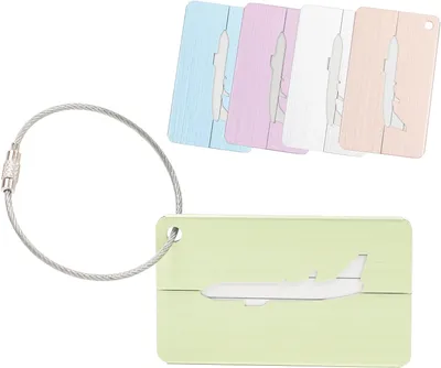 Image de 5 étiquettes de bagages, étiquettes d'identification, étiquettes d'adresse, étiquettes métalliques pour avions