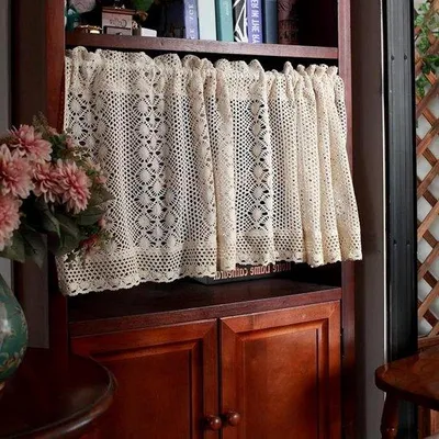 Image de Rideau au crochet fait main - Beige - 100 x 45 cm