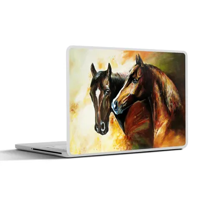 Produktbild von MuchoWow® Laptop Aufkleber Sticker Cover Malerei - Pferde - Tiere - Ölgemälde 25x18 cm - Laptop-Deko