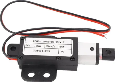 Obrázok produktu pre Mini elektrický lineárny pohon, 15 mm/s, ťah 50 N, zdvih 10 mm, pohyb hliníkovej rúrky