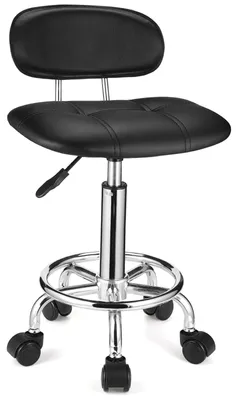 Produktbild von Quadratische Rollhocker mit Rückenlehne - Höhenverstellbar und Drehrollen