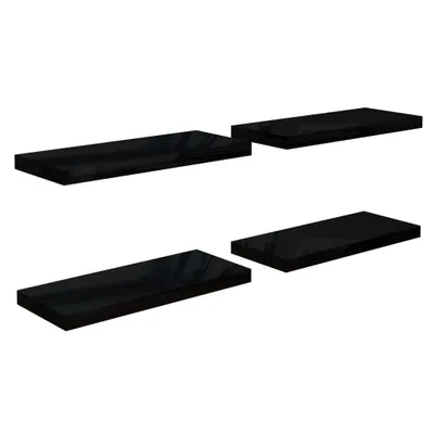 Zdjęcie produktu dla Półki Ścienne, 4 Szt., Wysoki Połysk Czarne, 60X23,5X3,8Cm, Mdf Lumarko!