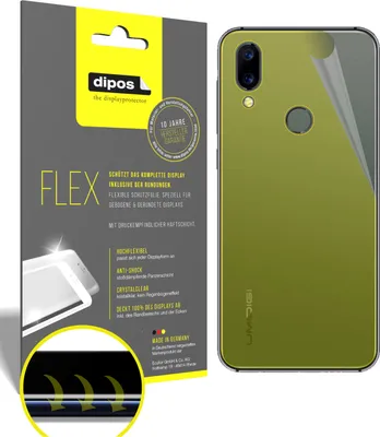 Produktbild von 2x Schutzfolie für Umidigi A3S Rückseite Folie, 100% Displayabdeckung, dipos Flex