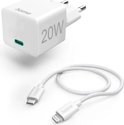 Produktbild von Hama Schnellladegerät mit Ladekabel Lightning, Mini-Ladegerät, PD, 20 W,