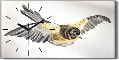 Produktbild von Küche Wohnzimmer Wand Leinwand Uhr Geräuschlos 60x30 Zeichnung Tier Vogel Kunst - schwarze Hände