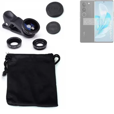 Produktbild von K-S-Trade Smartphone Kamera Linsen Set Kompatibel mit Vivo V29 3in1 Clip-On Kamera Adapter Macro Weitwinkel FishEye Fischauge Objektiv Linse