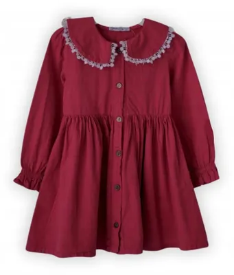 Produktbild von Kleid für Mädchen aus Baumwolle  - Größe  122,  Alter 7 Jahre, Rot