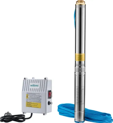 Obrázok produktu pre Wiltec 4" hlboká studňová čerpadlo 550 W, vodné čerpadlo s výkonom 6000 l/h, ponorné čerpadlo s maximálnou hĺbkou ponorenia 20 m a maximálnou výškou zdvihu 59 m
