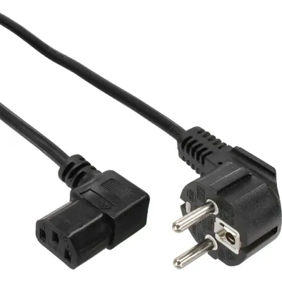 Produktbild von InLine Netzkabel, Schutzkontakt gew. auf Kaltgerätest. C13 rechts abgew., 1m, 1 m, C13-Koppler, CEE7/7