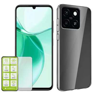 Produktbild von Für ZTE Blade A55 Silikon TPU Schutz Hülle Dünn Transparent + H9 Hart Glas