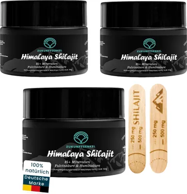 Produktbild von 3er-Set Shilajit Himalaya Harz Rein 3x 30g Mumijo Resin Fulvinsäure Immunsystem Energie Energiebooster