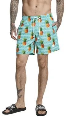 Produktbild von Urban Classics - Badeshorts für Herren TN884 (L) (Blau/Orange/Grün)