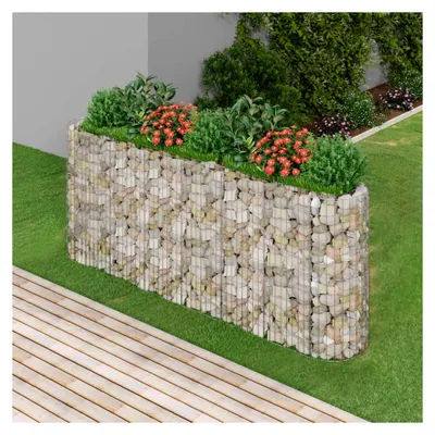 Produktbild von Gabionenbeet, Pflanztöpfe für Blumen und Pflanzen, Gartenarbeit, Urban-Garten, Terrasse, Anbautisch, verzinktes Eisen, 260 x 50 x 100 cm