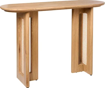 Produktbild von BELIANI Konsolentisch Hellbraun Holzoptik Wiener Geflecht 120 cm Modernes Design Konsole für Flur