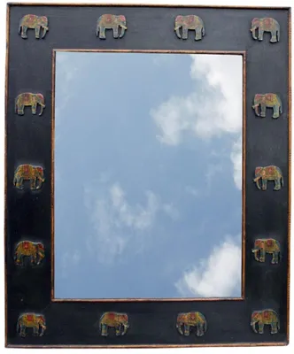 Produktbild von Handgearbeiteter Spiegel - Elefant 66*70 cm, Braun, Holz,Glas, Spiegel