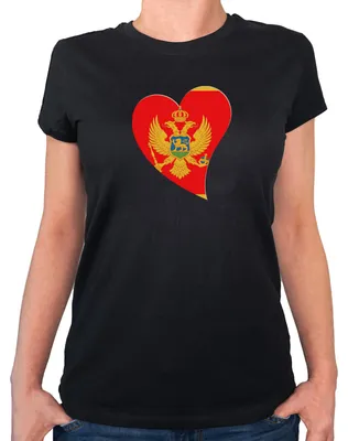Produktbild von Huuraa Damen T-Shirt Monte Flagge Herz S Black Bio Baumwolle Fairtrade Damenshirt Geschenkidee