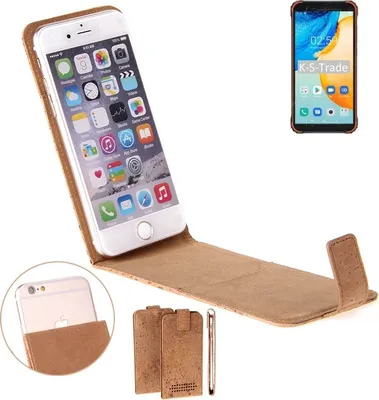 Produktbild von K-S-Trade Handyhülle kompatibel mit Blackview BV4900 Pro Kork Hülle Flipstyle Case Schutzhülle Kork Case Hülle Flip cover Klapphülle Klapp, braun