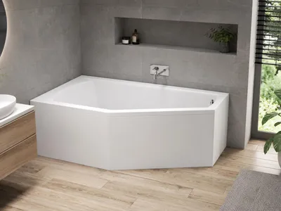 Produktbild von AQUA for you | Badewanne - Polimat Selena - Asymmetrische Badewanne - 160x90 cm - Links - Weiß - mit Verkleidung, Siphon, Gestell, Acrylwanne