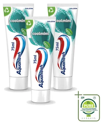 Immagine prodotto di 3 tubetti di dentifricio Aquafresh Coolmint - 75 ml - confezione grande - 3 pezzi