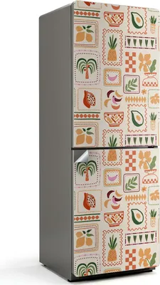 Produktbild von Strand mit Palmenschatten – Kühlschrank Aufkleber – Klebefolie Kühlschrank – Kühlschrank Dekor – Kühlschrankfolie selbstklebend – Küchen Dekoration – 70x190 cm