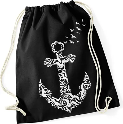 Produktbild von Turnbeutel Anker Vögel Hipster Beutel Tasche Anchor Birds Stringbag Beuteltasche
