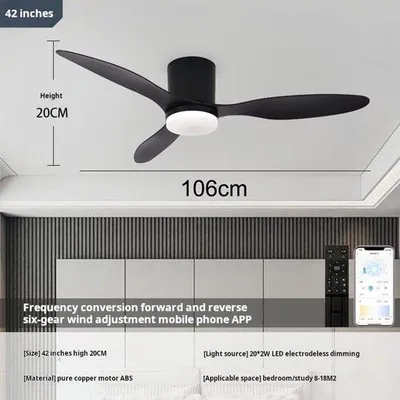 Imagen del producto de Ventilador de techo con luz LED - Diámetro: 106 cm - 4320 lúmenes - 3000K/6500K - Regulable - 3 niveles de velocidad - Temporizador - Función verano - Muy silencioso - Color