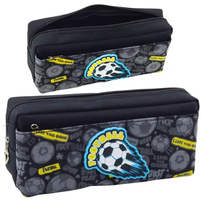 Produktbild von Federmäppchen, Schul-Organizer mit Fußball, zwei Taschen, Schwarz