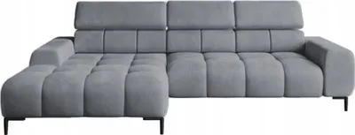 Image de DomoHome Canapé d'angle rembourré en L Côté gauche | 177x270 cm | Canapé d'angle avec fonction sommeil Canapé-lit Petite 3 places Appuie-têtes réglables Assise réglable | Gris