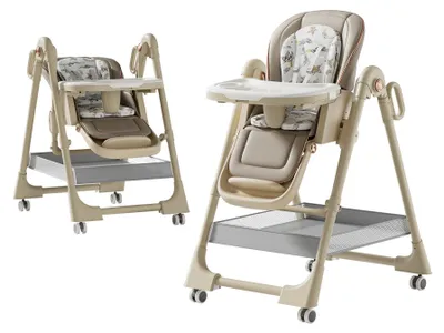Obrázek produktu pro Vysoká židlička pro děti, výškově nastavitelná, odnímatelný tác, 8122-KHAKI