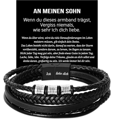 Image de Bracelet en cuir gravé "Je t'aime" pour hommes, 20,5 cm, cadeau pour papa, fils, père