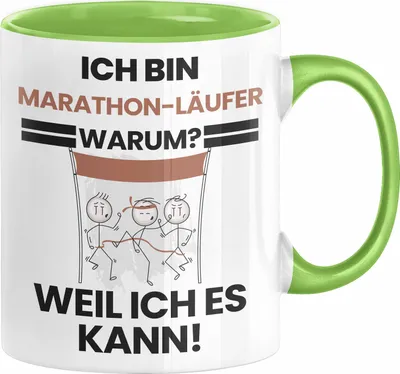 Produktbild von Marathonläufer Geschenk Tasse Lustiger Spruch Ich Bin Marathonläufer Warum Weil Ich Es Kann Geschenkidee Bester Marathonläufer Geburtstag Kaffee-Becher (Grün)