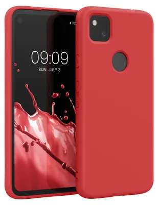 Produktbild von kwmobile Hülle kompatibel mit Google Pixel 4a Hülle - gummierte TPU Silikon Handyhülle - Schutzhülle für kabelloses Laden - Case in Klassisch Rot