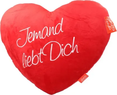 Produktbild von Plüschkissen Jemand liebt dich ROT Herzkissen Deko Kissen Plüschkissen Hochzeit