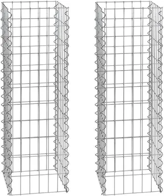 Produktbild von Gabionen-Säule 100 cm 2x Gabione 4-Eck 30x30 cm Steinkorb Säulengabione