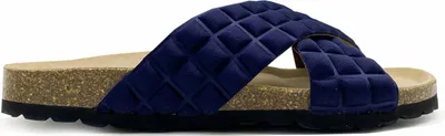 Produktbild von Damen Riemchen-Sandale mit gesteppten Riemen, Cross-Design und flacher Profilsohle, Navy-Blau